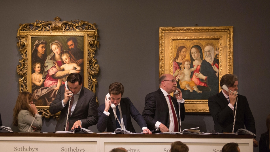 An art auction at Sotheby’s. An art auction at Sotheby’s.