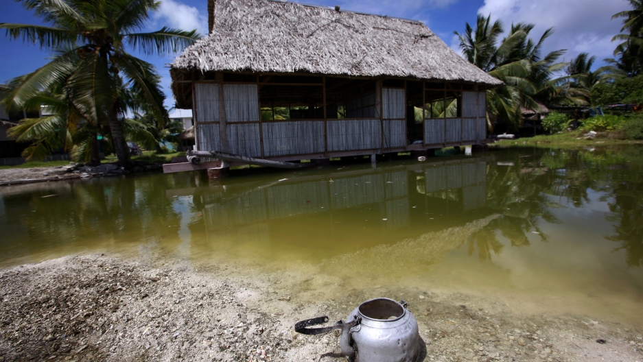 abandonded house with encroaching seawater