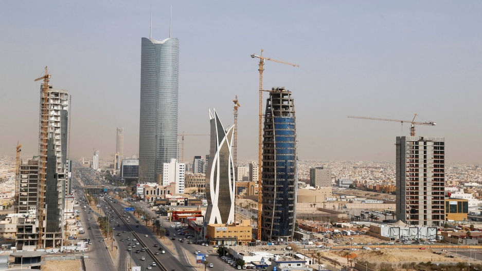 Buildings under construction in the desert city of Riyadh