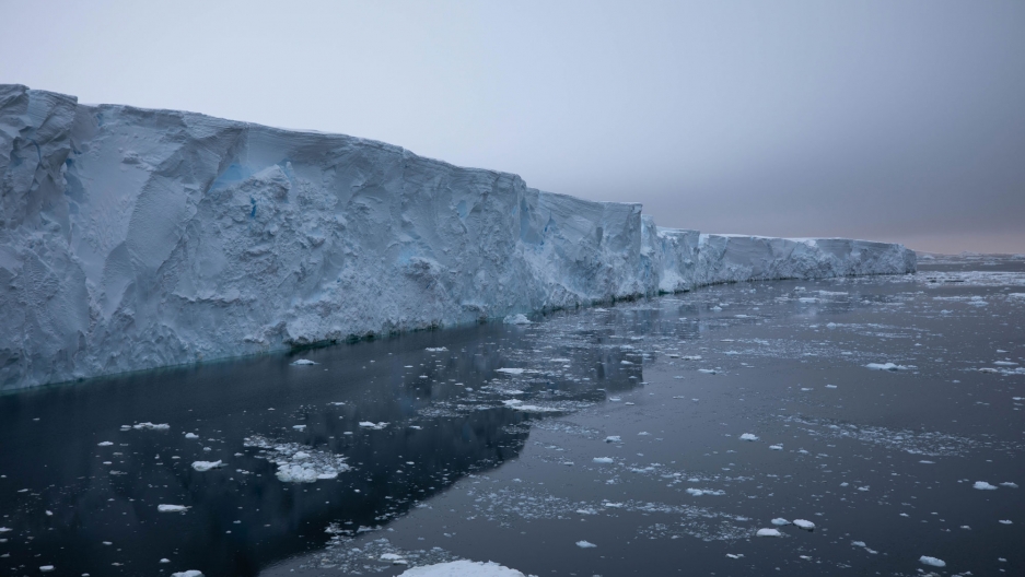 Layers of snow are like the rings in trees and can help scientists date glaciers. Layers of snow are shown along the edge of Thwaites Glacier