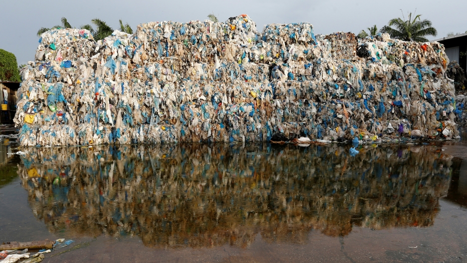 a big pile of plastic garbage