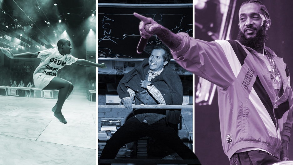 Gabrielle Hamilton performs in “Oklahoma!,” John Leguizamo performs his one-man play “Latin History for Morons” and the late Nipsey Hussle performs in 2018. Gabrielle Hamilton performs in “Oklahoma!,” John Leguizamo performs his one-man play “Latin History for Morons” and the late Nipsey Hussle performs in 2018.