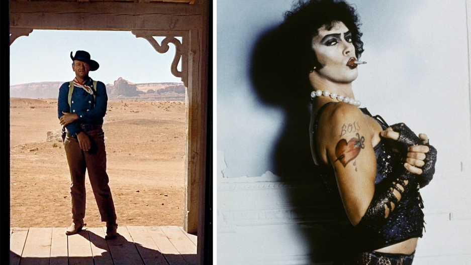 John Wayne as Ethan Edwards in “The Searchers” and Tim Curry as Dr. Frank-N-Furter in “The Rocky Horror Picture Show.” John Wayne as Ethan Edwards in “The Searchers” and Tim Curry as Dr. Frank-N-Furter in “The Rocky Horror Picture Show.”