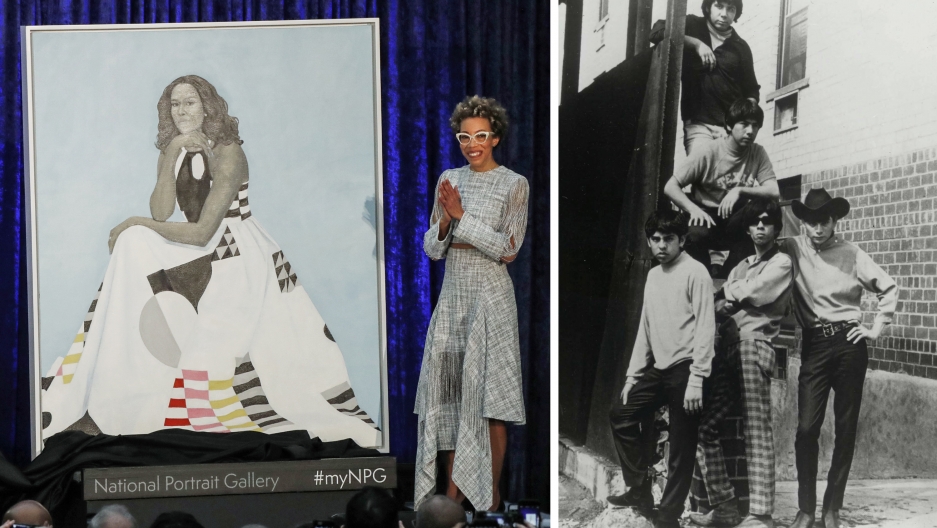 Amy Sherald unveils her portrait of Michelle Obama in 2018 at the National Portrait Gallery, and the 1960s garage band ? and the Mysterians. Amy Sherald unveils her portrait of Michelle Obama in 2018 at the National Portrait Gallery, and the 1960s garage band ? and the Mysterians.