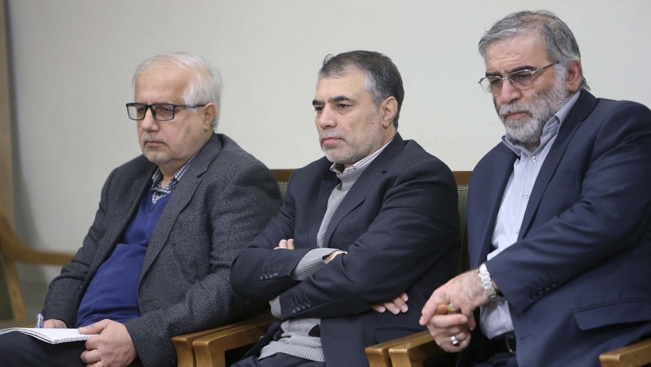 In this picture released by the official website of the office of the Iranian supreme leader, Mohsen Fakhrizadeh, right, sits in a meeting with Supreme Leader Ayatollah Ali Khamenei in Tehran, Iran, Jan. 23, 2019. In this picture released by the official website of the office of the Iranian supreme leader, Mohsen Fakhrizadeh, right, sits in a meeting with Supreme Leader Ayatollah Ali Khamenei in Tehran, Iran, Jan. 23, 2019.