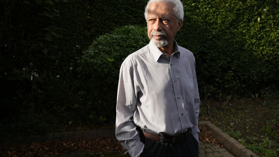 Tanzanian writer Abdulrazak Gurnah poses for a photo at his home in Canterbury, England, Thursday, Oct. 7, 2021. Tanzanian writer Abdulrazak Gurnah poses for a photo at his home in Canterbury, England, Thursday, Oct. 7, 2021.