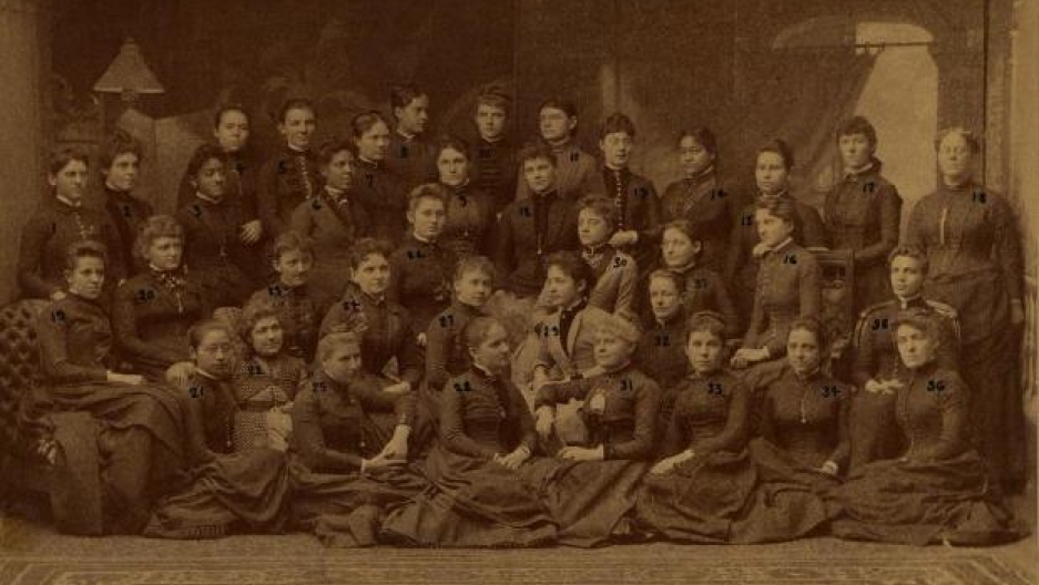 A class photo at the Women's Medical College of Pennsylvania in 1888