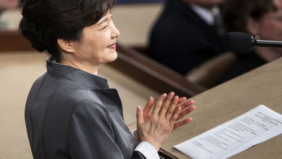 President Of South Korea Park Geun Hye Claps While Addressing A Joint Meeting Of Congress On Capitol Hill May 8 2013 In Washington Dc President Of South Korea Park Geun Hye Claps While Addressing A Joint Meeting Of Congress On Capitol Hill May 8 2013 In Washington Dc