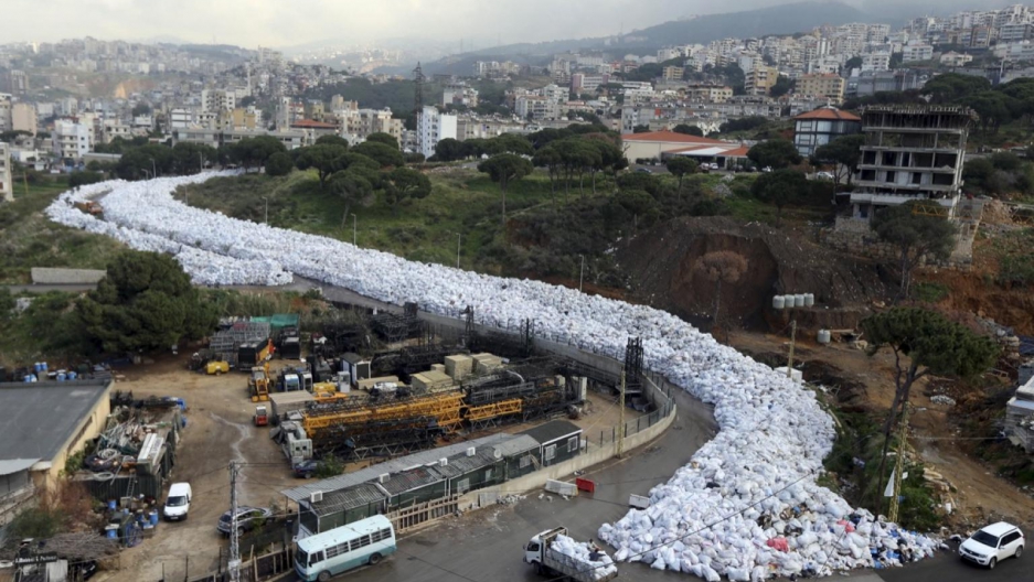 Packed garbage bags in Jdeideh, Beirut, Lebanon on Feb. 23. Packed garbage bags in Jdeideh, Beirut, Lebanon on Feb. 23.