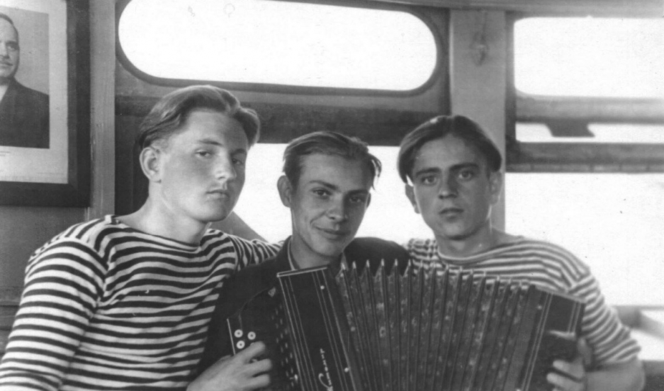 My Ukraine: Memory and Identity: Pavlo Holovakha (L) during military service with the Black Sea Fleet, early 1940's.