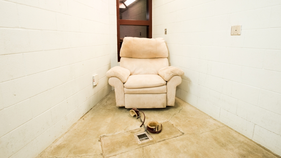 A "Compliant Detainee Media Room" at Guantanamo's Camp 5, where well-behaved prisoners can watch TV. A "Compliant Detainee Media Room" at Guantanamo's Camp 5, where well-behaved prisoners can watch TV.