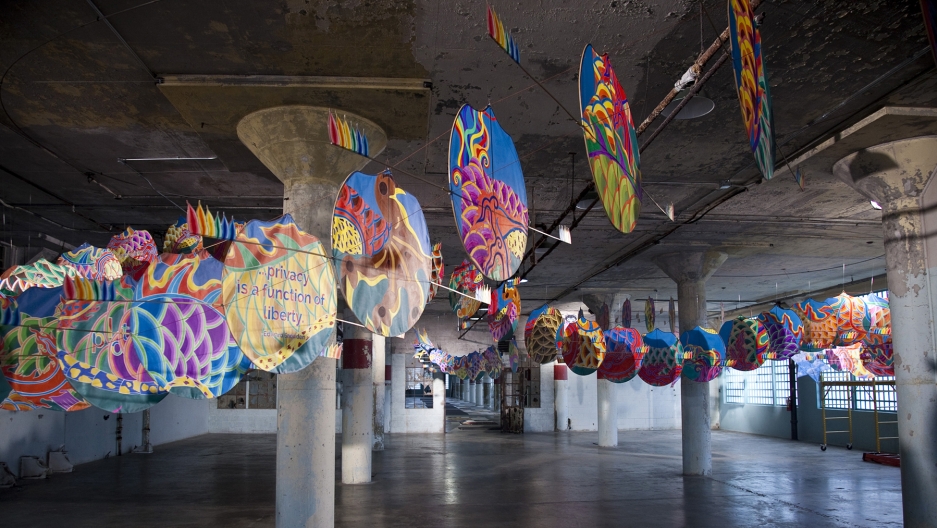 Ai Weiwei, "With Wind," 2014 (installation detial, New Industries Building, Alcatraz) Ai Weiwei, "With Wind," 2014 (installation detial, New Industries Building, Alcatraz)