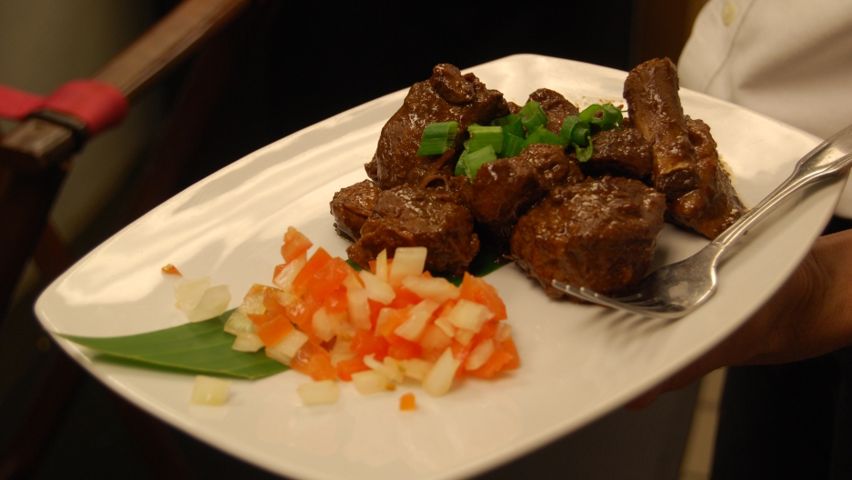 Max's Pinatuyong Pork Adobo, braised and spiced and using cooking methods popular in the Philippines. Max's has been serving food in the Philippines since 1945. Max's Pinatuyong Pork Adobo, braised and spiced and using cooking methods popular in the Philippines. Max's has been serving food in the Philippines since 1945.