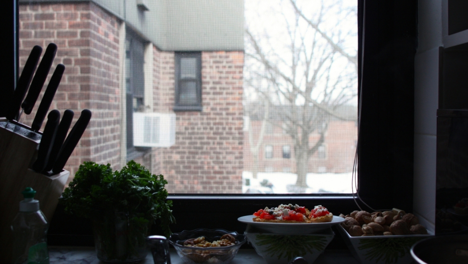 The view from Despina's kitchen window. The view from Despina's kitchen window.