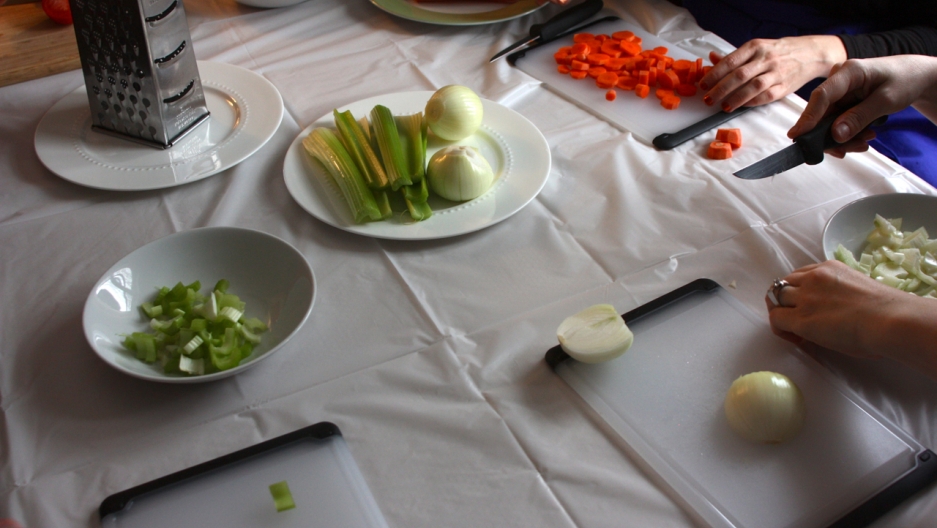 We used carrots, celery, onions and garlic in several of the dishes. We used carrots, celery, onions and garlic in several of the dishes.