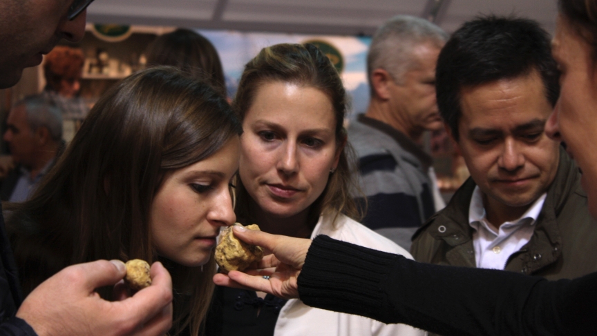 During the month of November, customers can sniff out and buy truffles at the White Truffle Festival in Alba, Northern Italy. During the month of November, customers can sniff out and buy truffles at the White Truffle Festival in Alba, Northern Italy.