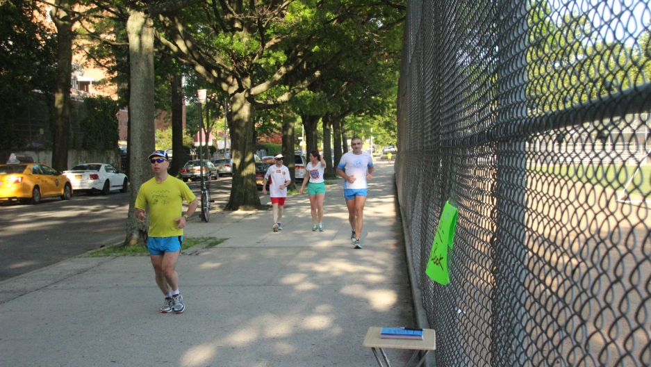Runners, from left to right, Stutisheel Lebedyev from Ukraine, William Sichel from Scotland, Sarah Barnett from Australia, and Pranjal Milovnik from Slovakia. Runners, from left to right, Stutisheel Lebedyev from Ukraine, William Sichel from Scotland, Sarah Barnett from Australia, and Pranjal Milovnik from Slovakia.