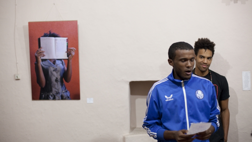 Dereje and Pierce Freelon during our poetry workshop. Dereje and Pierce Freelon during our poetry workshop.