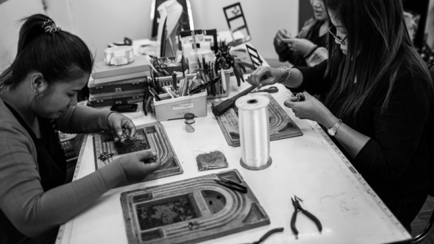 Former sex workers now make jewelry with the group NightLight in Thailand. Former sex workers now make jewelry with the group NightLight in Thailand.