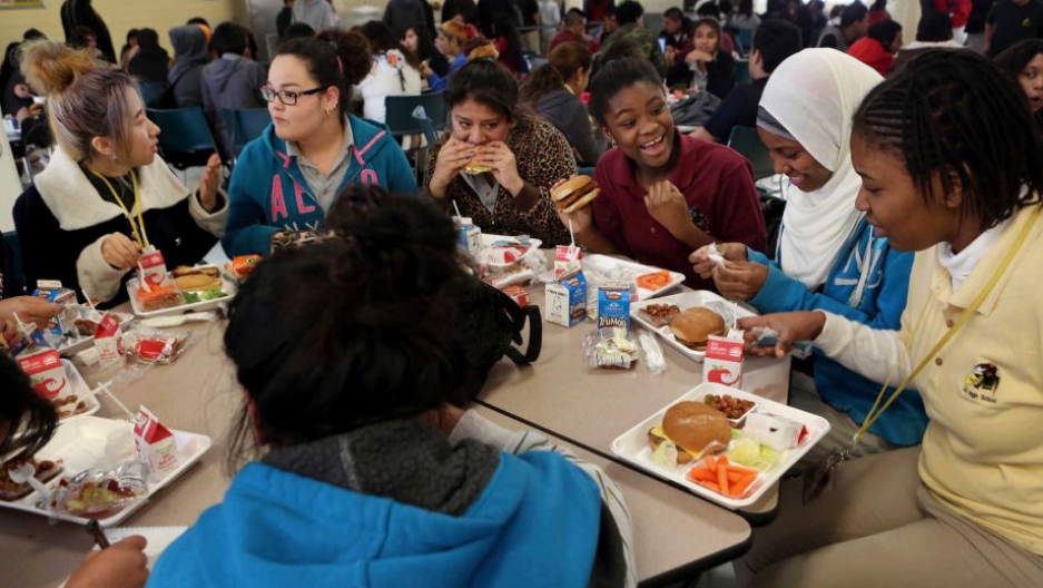 at one lunch table