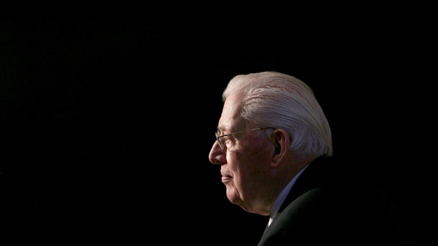 Democratic Unionist Party leader Ian Paisley listens to speeches at the Conservative Party's annual conference in 2006.