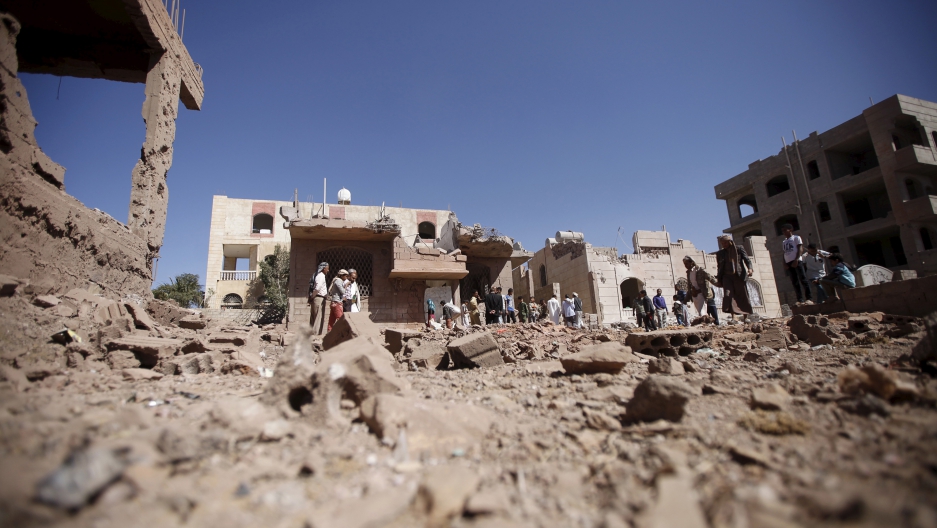 Damage from a Saudi-led air strike in Yemen's capital Sanaa. Saudi Arabia is ‘bogged down’ in Yemen, but is now setting up an alliance to fight terrorism across northern Africa and south-west Asia.   