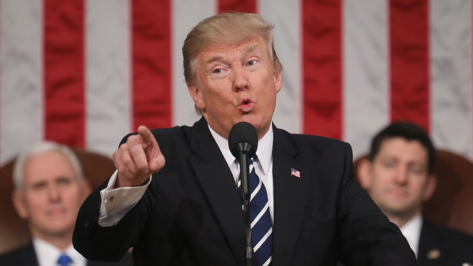 Donald Trump gives his speech to a joint session of Congress on Feb. 28.