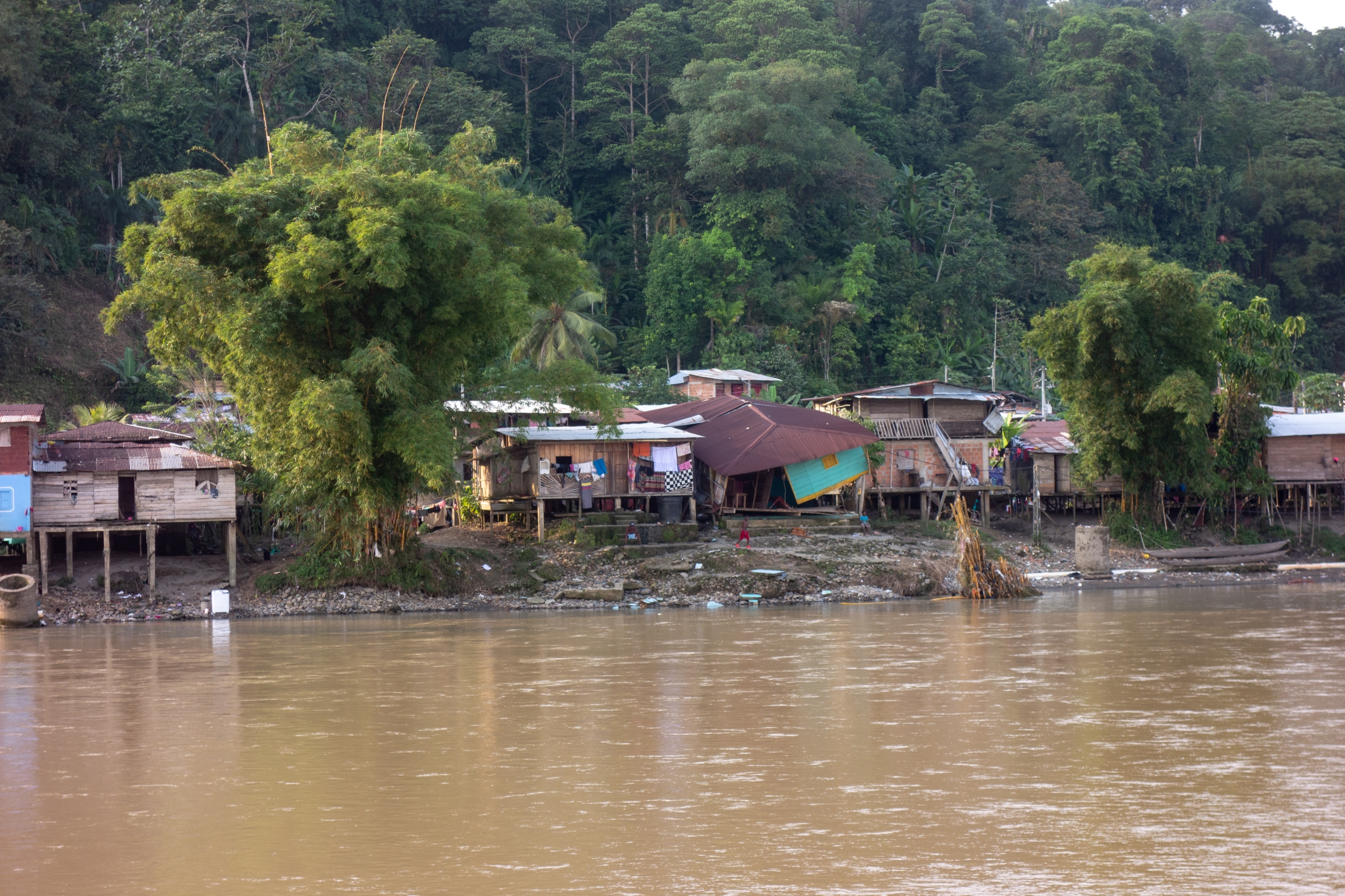 Houses damaged by floods.