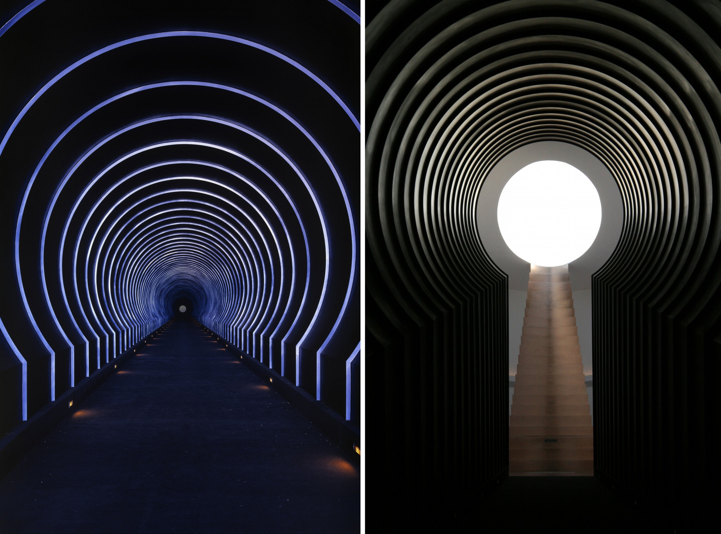 Views of the Alpha (East) Tunnel inside James Turrell’s Roden Crater. Views of the Alpha (East) Tunnel inside James Turrell’s Roden Crater.