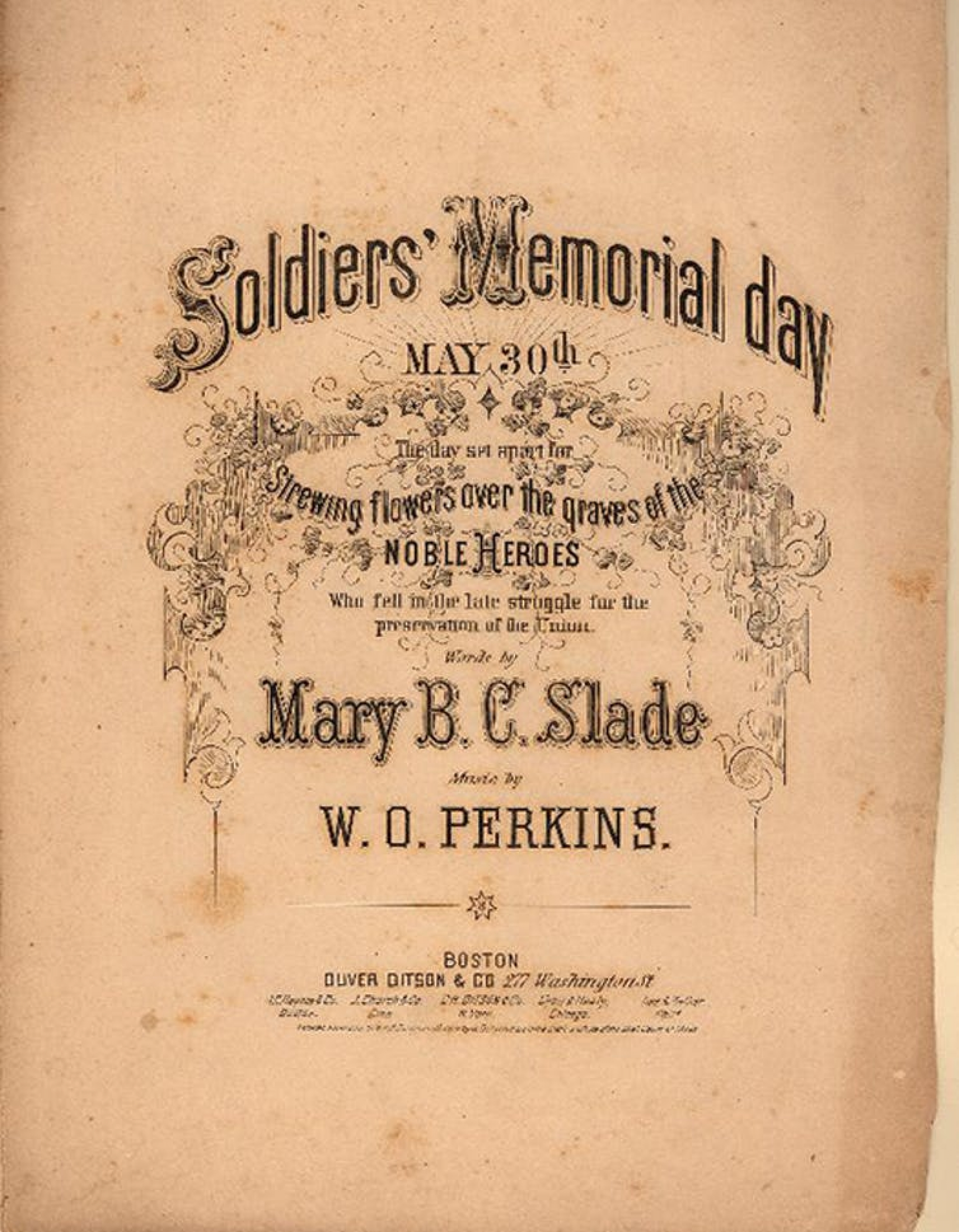 Sheet music written to commemorate Memorial Day in 1870.