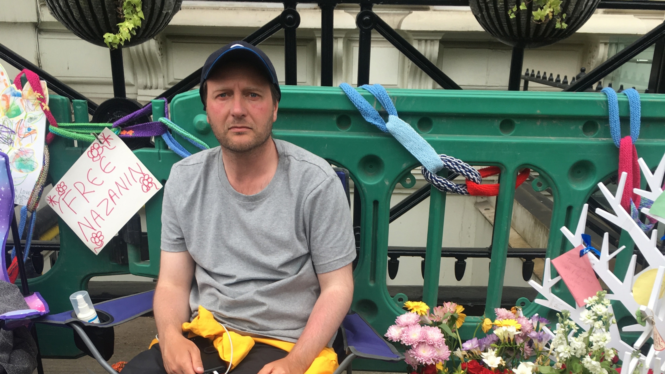 Richard Ratcliffe outside the Iranian embassy in London.