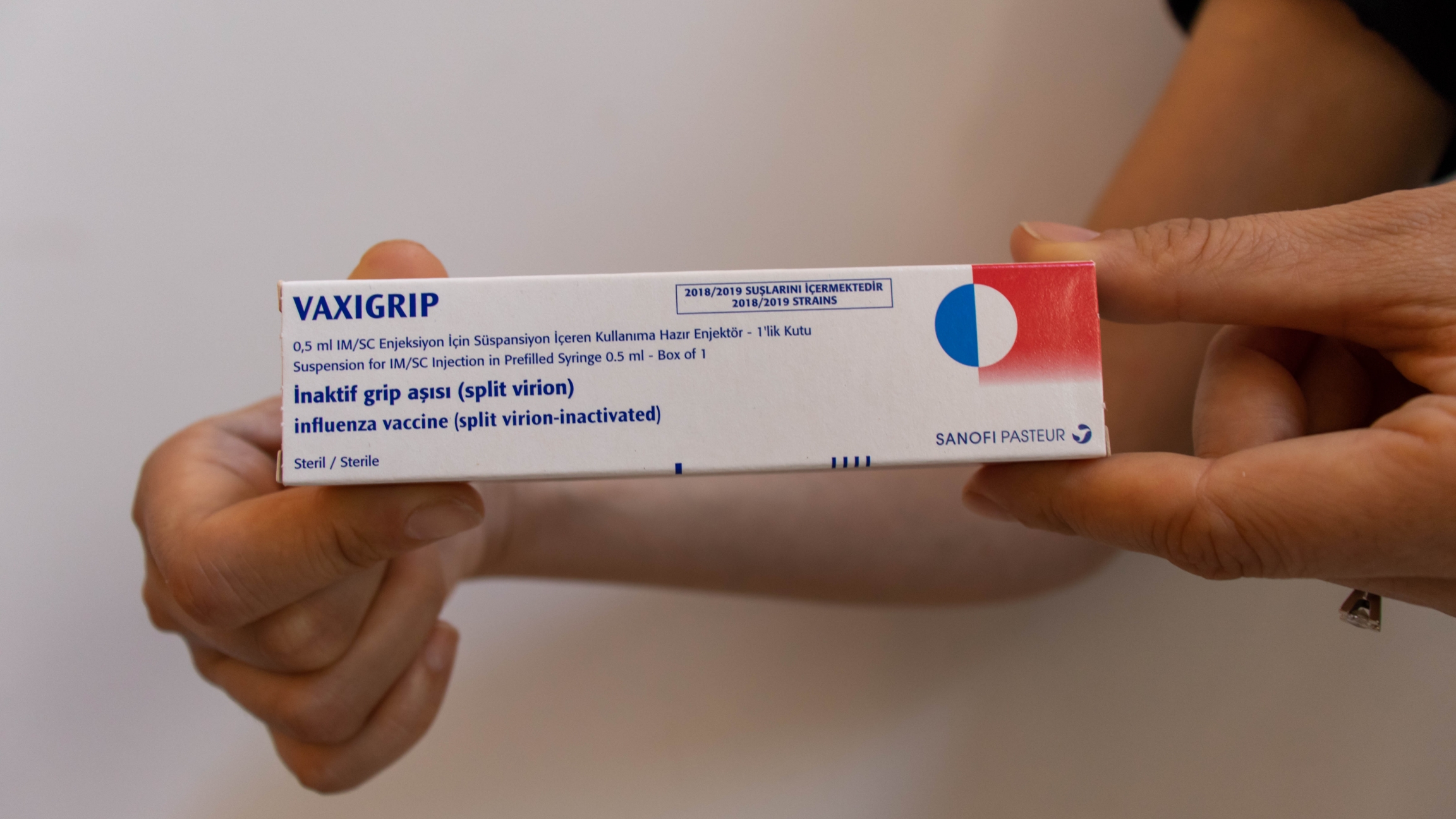 up close image of flu vaccine box