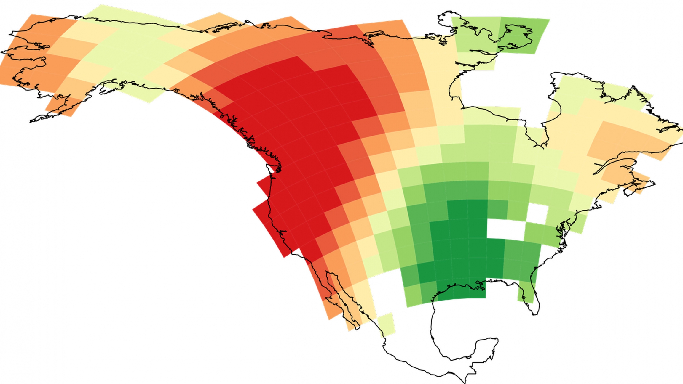 The model’s ability to predict the number of languages varied from excellent in some places (red) to poor in others (green) The model’s ability to predict the number of languages varied from excellent in some places (red) to poor in others (green)