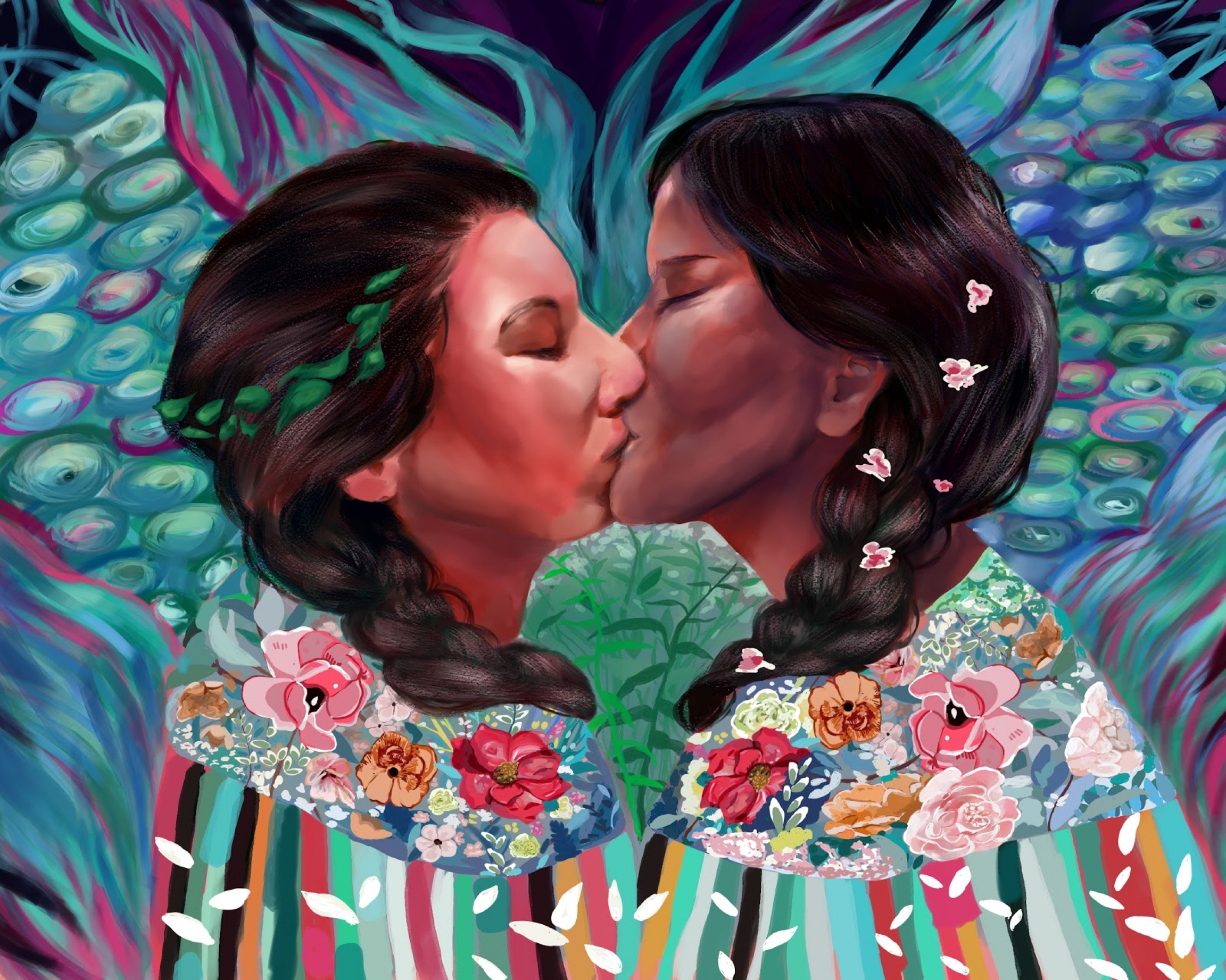 "Beso" A painting of two women kissing