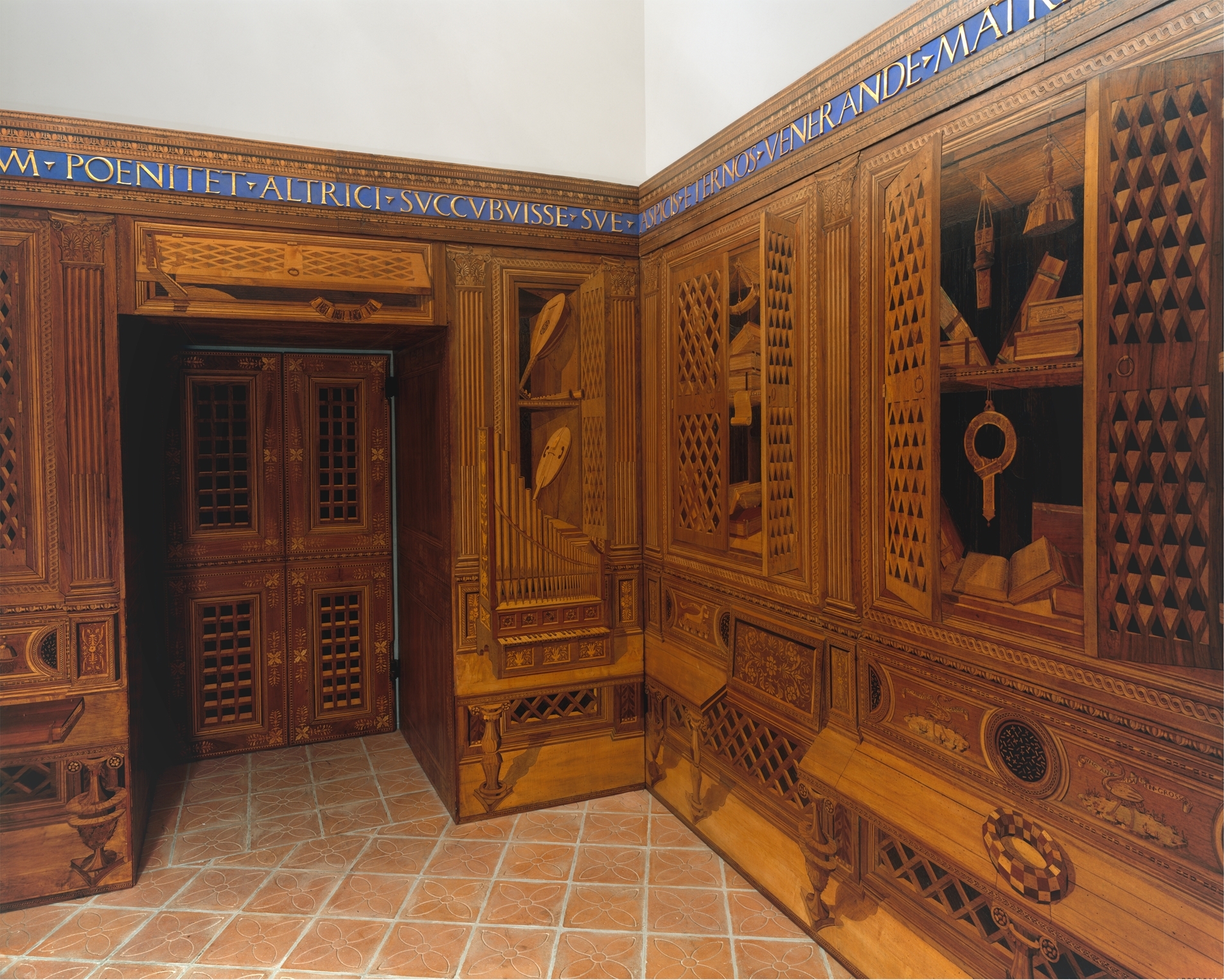 Studiolo from the Ducal Palace in Gubbio, ca. 1478–82. Designed by Francesco di Giorgio Martini. Studiolo from the Ducal Palace in Gubbio, ca. 1478–82. Designed by Francesco di Giorgio Martini.