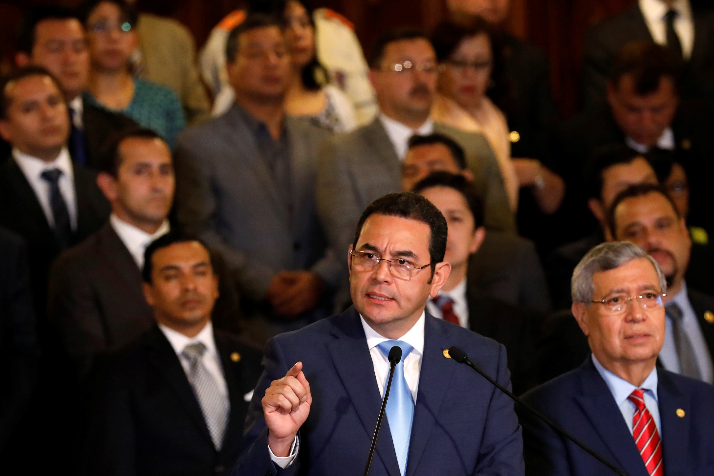 Guatemalan President Jimmy Morales holds a news conference to announce that it was ending the mandate of the UN-backed anti-graft commission, the CICIG, in Guatemala City, Guatemala, January 7, 2019. Guatemalan President Jimmy Morales holds a news conference to announce that it was ending the mandate of the UN-backed anti-graft commission, the CICIG, in Guatemala City, Guatemala, January 7, 2019.
