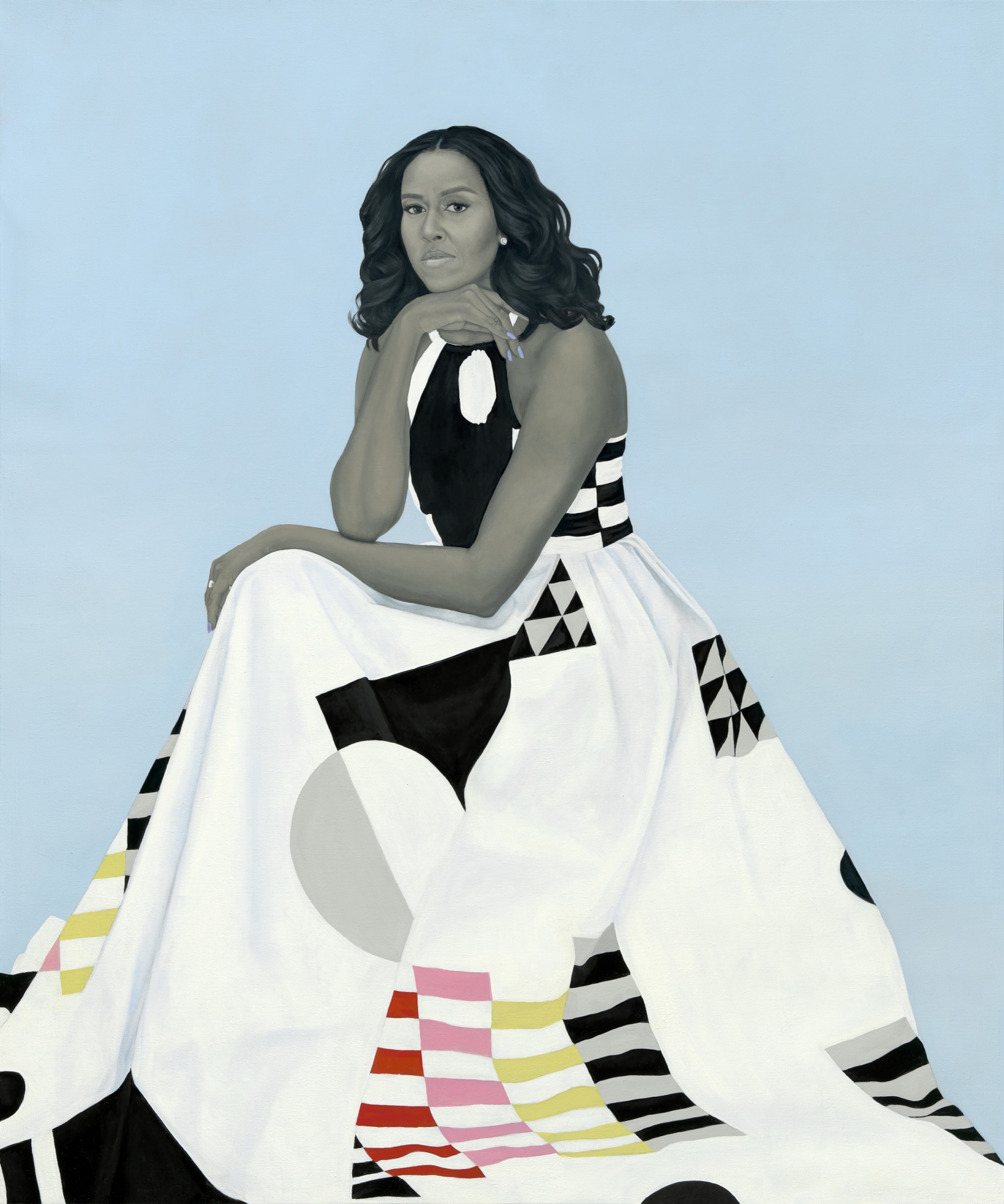 First Lady Michelle Obama, painted by Amy Sherald. First Lady Michelle Obama, painted by Amy Sherald.