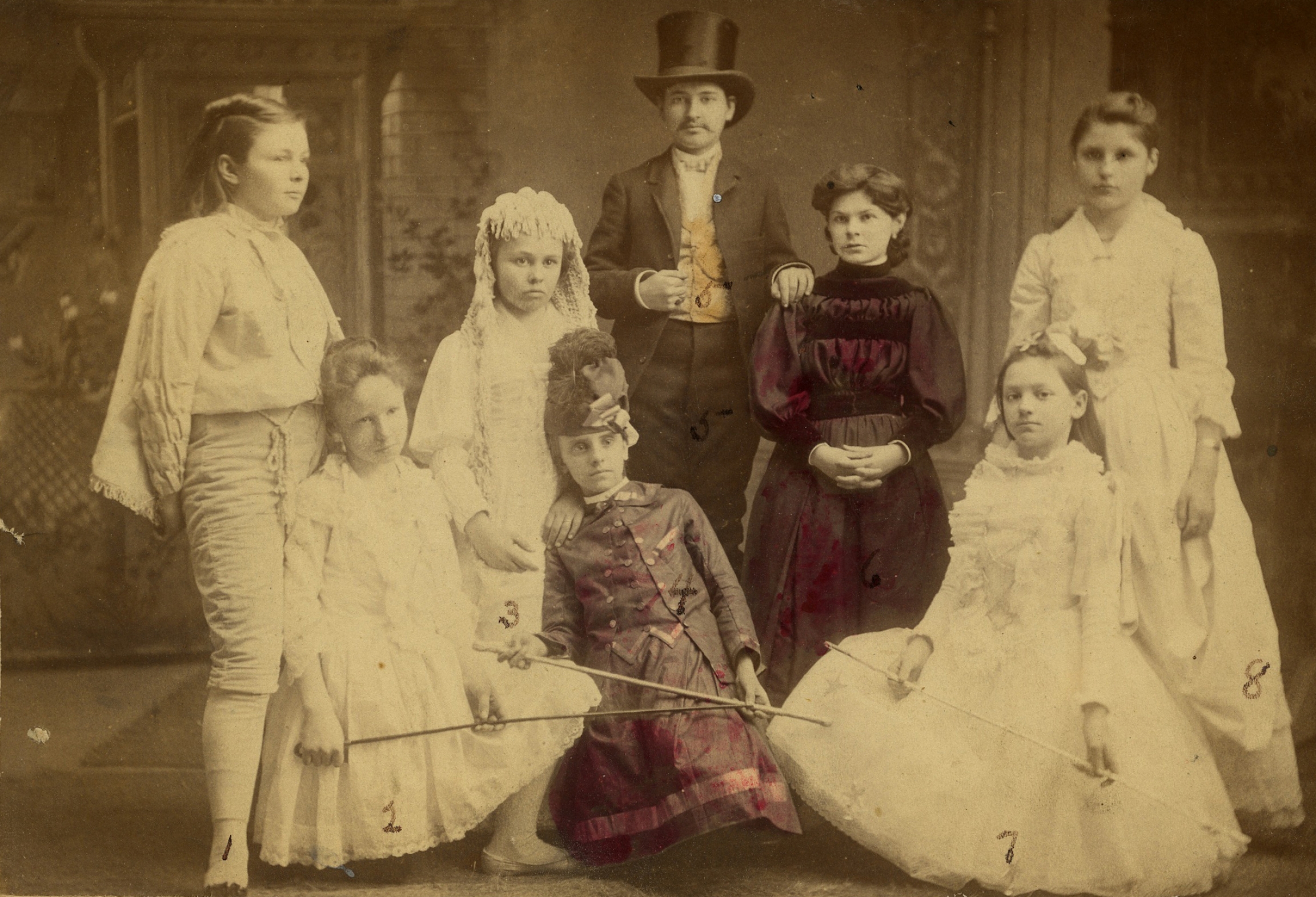 Willa Cather (in top hat) performing "Beauty and the Beast" in the Red Cloud Opera House. Willa Cather (in top hat) performing "Beauty and the Beast" in the Red Cloud Opera House.