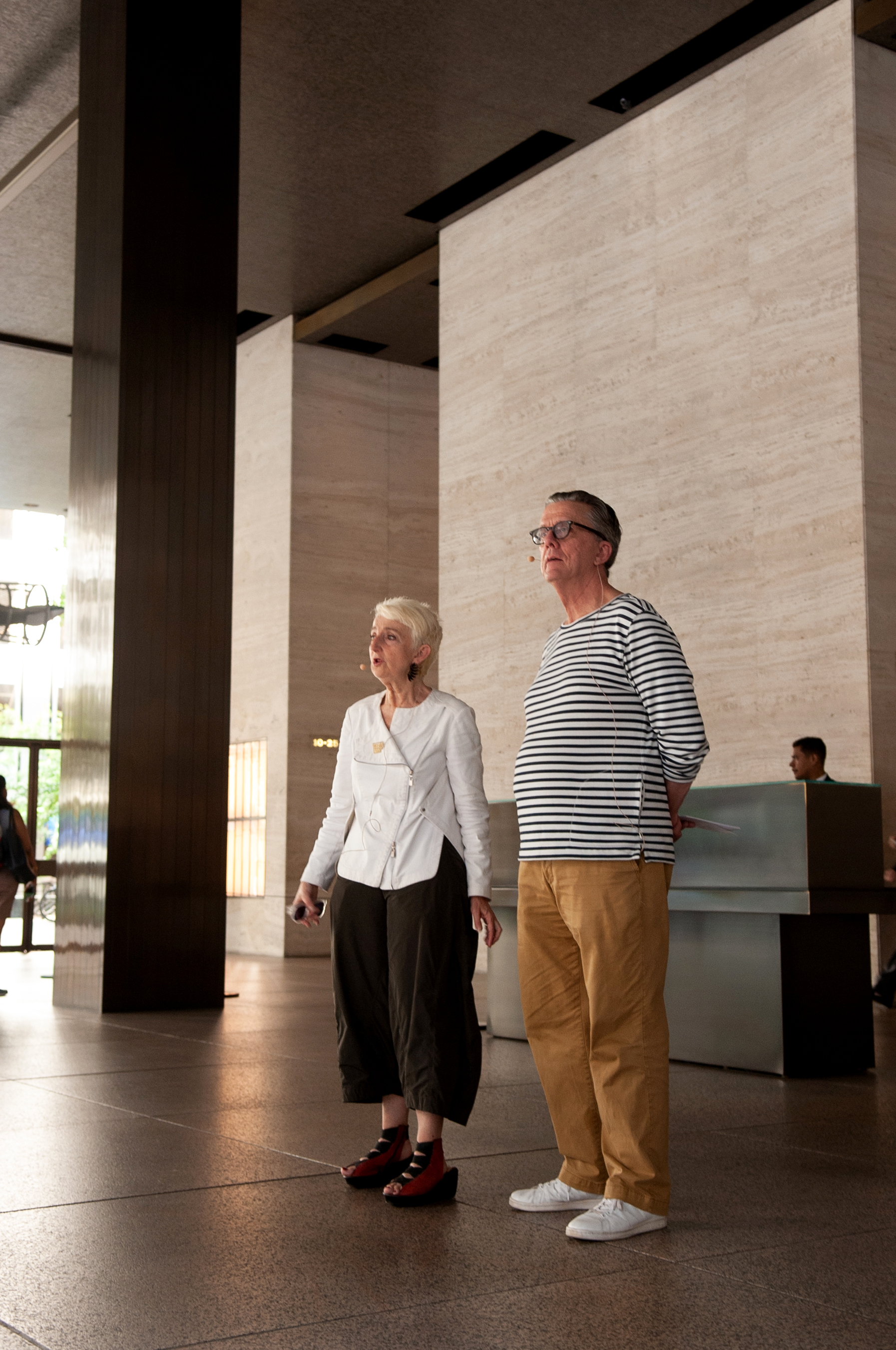 Frances Bronet and Kurt Andersen stand in the Seagrams lobby. Frances Bronet and Kurt Andersen stand in the Seagrams lobby.