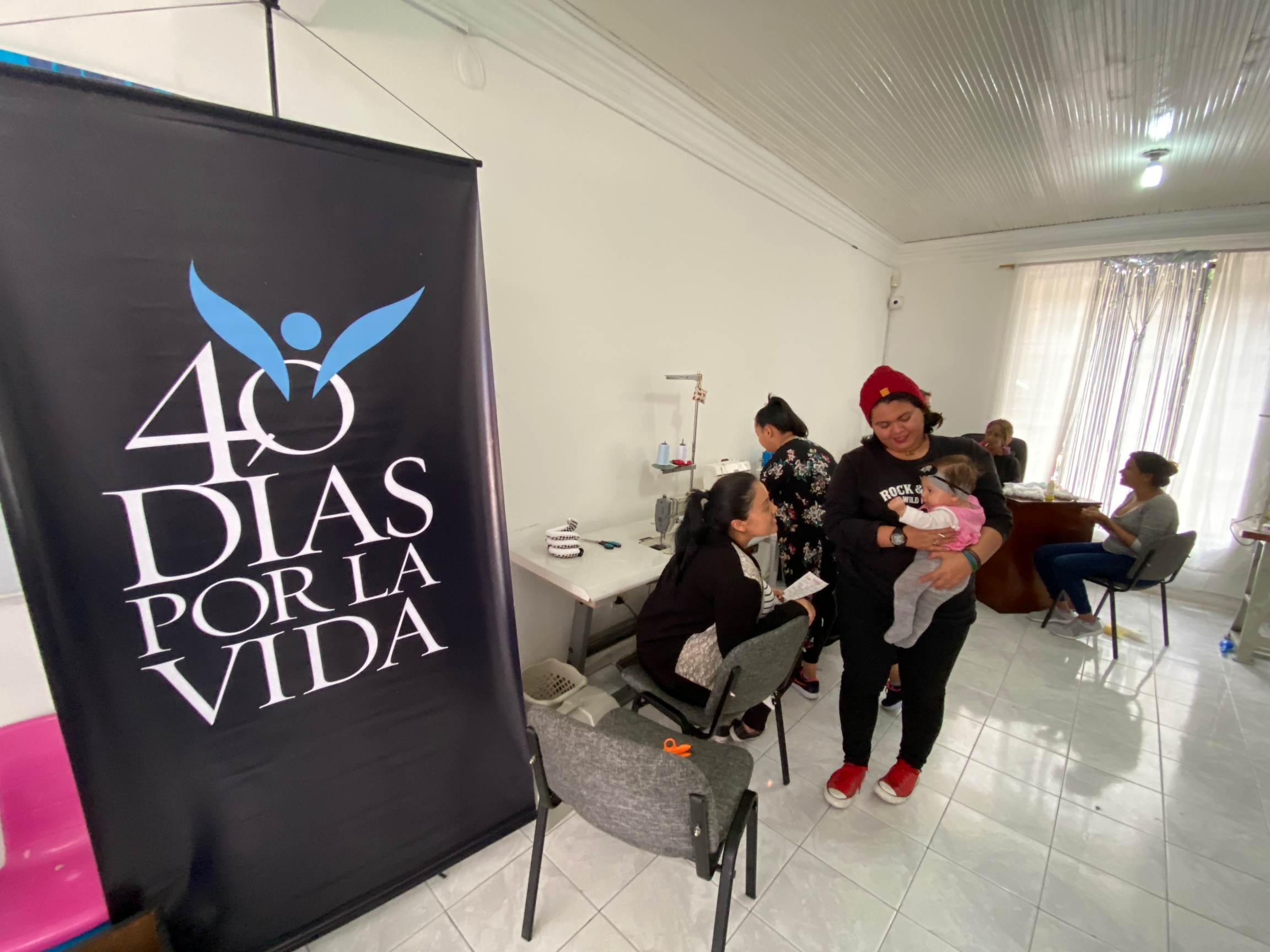 Women learn to sew at a support center for pregnant women that is run by Pamela Delgado, the director of 40 Days for Life in Colombia. Women learn to sew at a support center for pregnant women that is run by Pamela Delgado, the director of 40 Days for Life in Colombia.