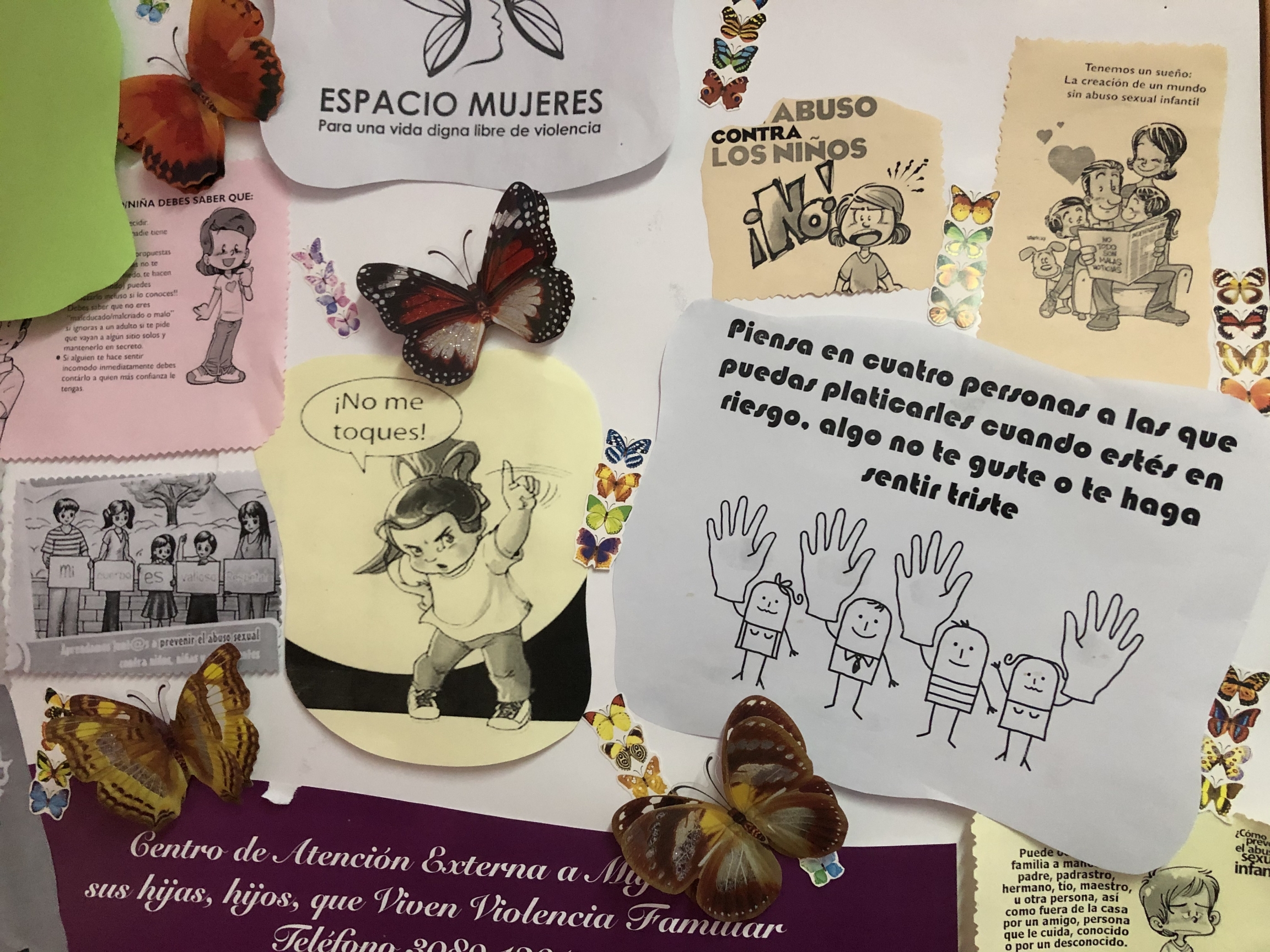 Signs at a women's shelter in Mexico City encourage female empowerment and tips for women facing violence. Signs at a women's shelter in Mexico City encourage female empowerment and tips for women facing violence.