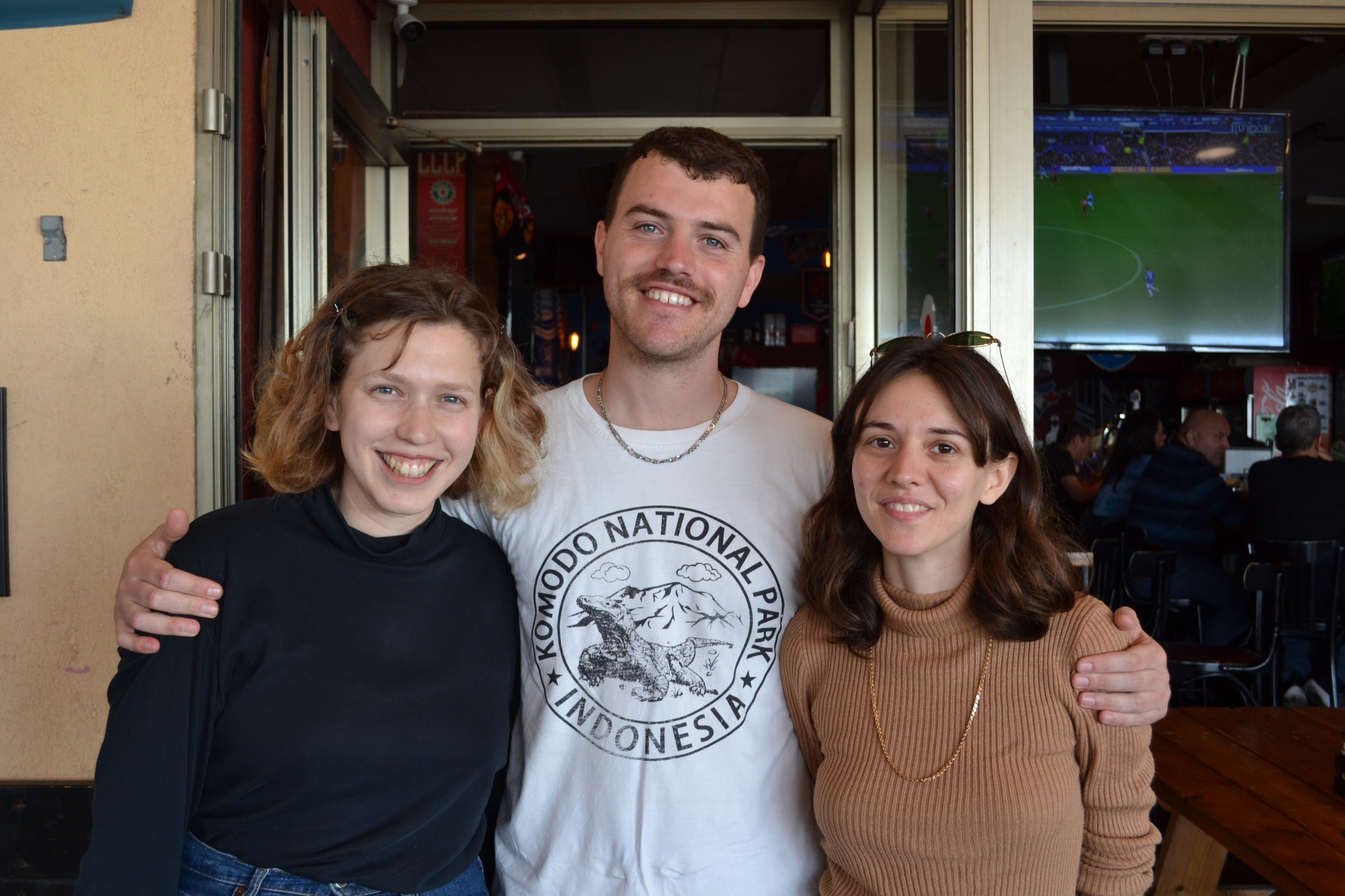 Ariel Bernstein (center) convinced his friends Dana Weingart (left) and Shira Aji to vote. Ariel Bernstein (center) convinced his friends Dana Weingart (left) and Shira Aji to vote.