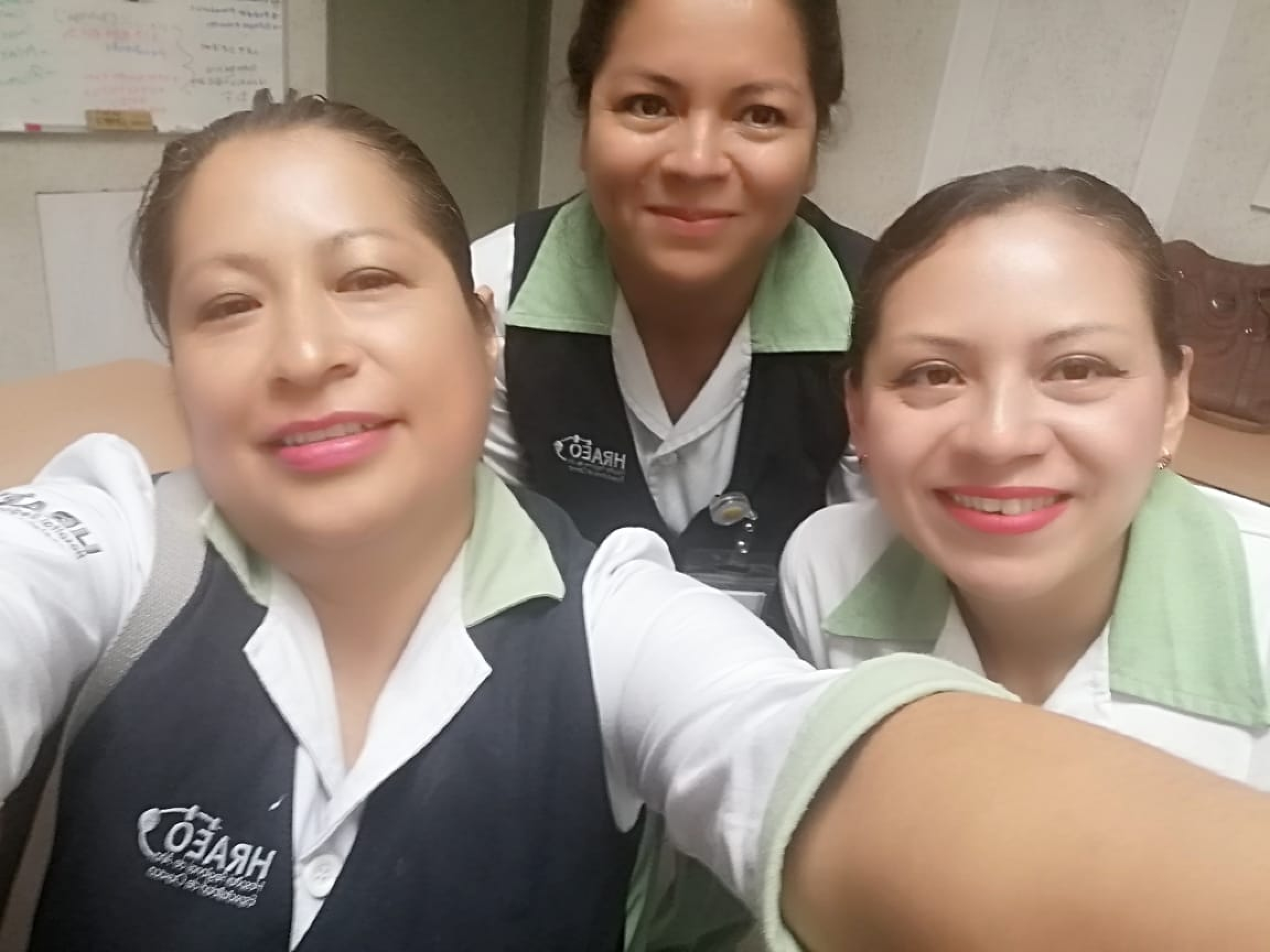 Nurses Rosalia Morales Toledo, Xochitl Ruiz Morales and Yesenia Benitez Colón snapped a selfie. Nurses Rosalia Morales Toledo, Xochitl Ruiz Morales and Yesenia Benitez Colón snapped a selfie.