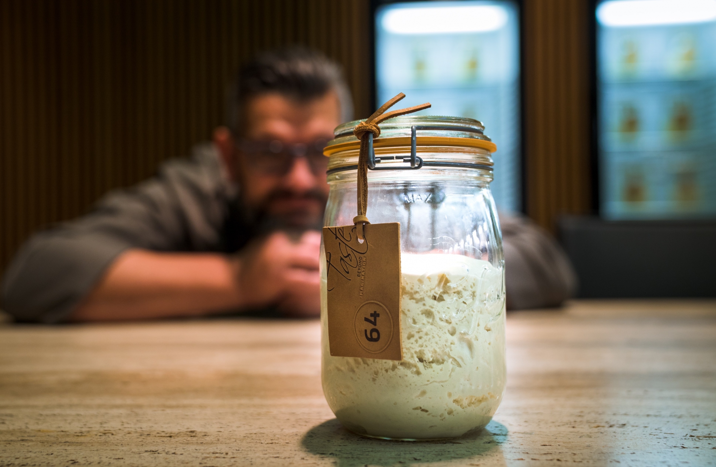 An specimen form the sourdough library in St. Vith, Belgium. A sealed jar containing yeast is shown in the picture.