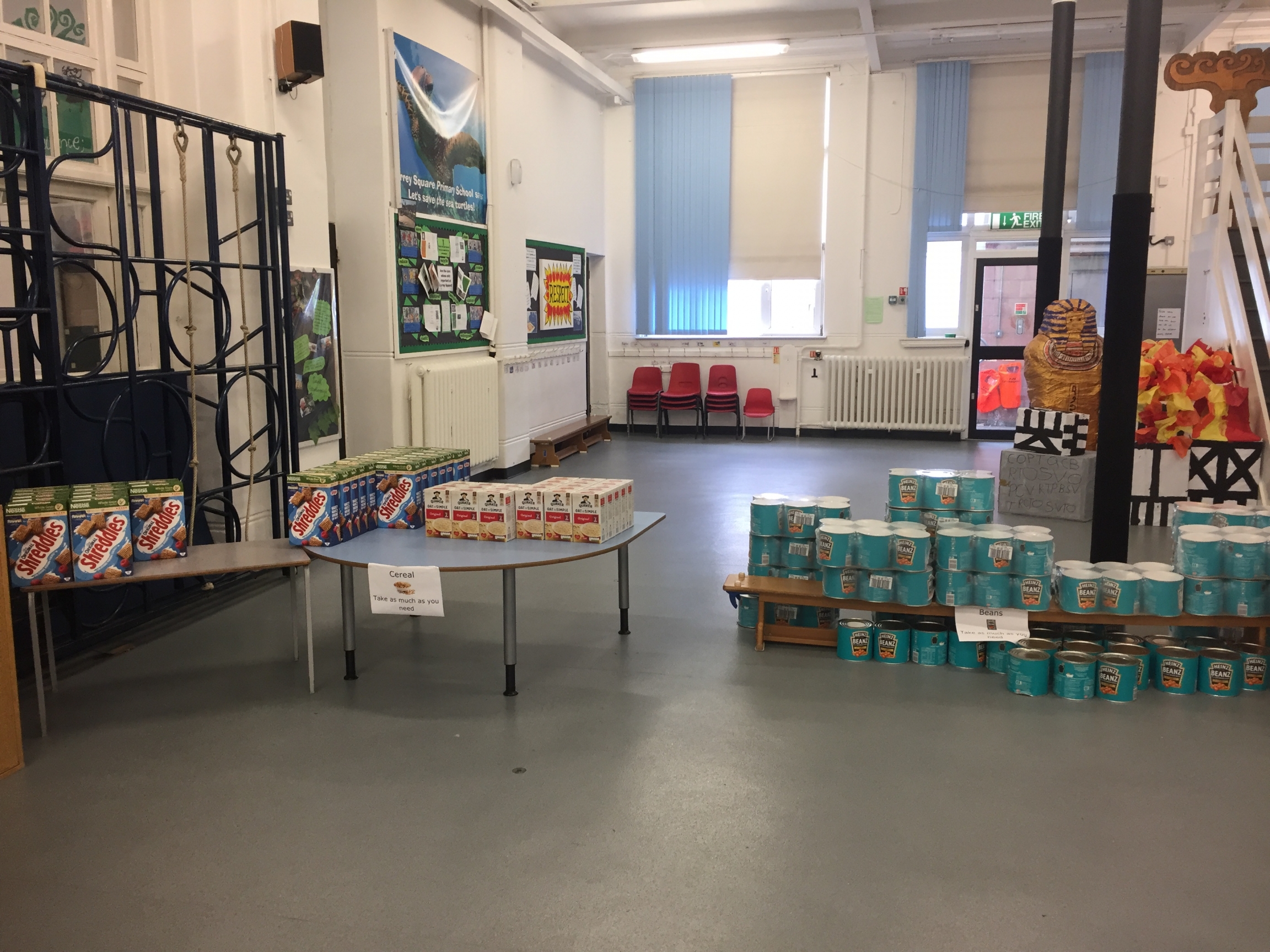 School staff have set out food for families to come pick up when they need it — from a safe distance. They also make deliveries to some of the more vulnerable families. School staff have set out food for families to come pick up when they need it — from a safe distance. They also make deliveries to some of the more vulnerable families.