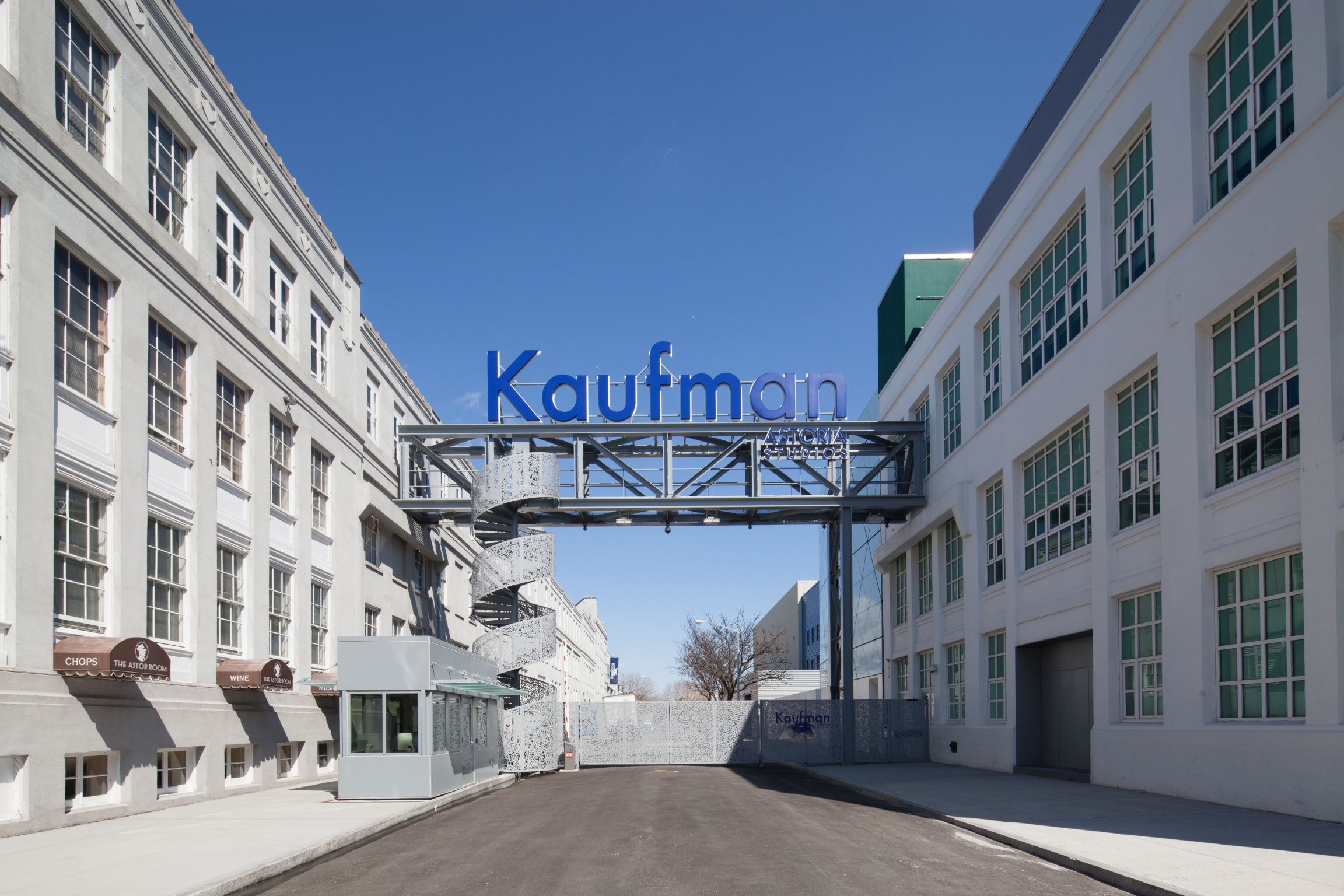 The Kaufman Astoria Studios sign from 35th Avenue. The Kaufman Astoria Studios sign from 35th Avenue.