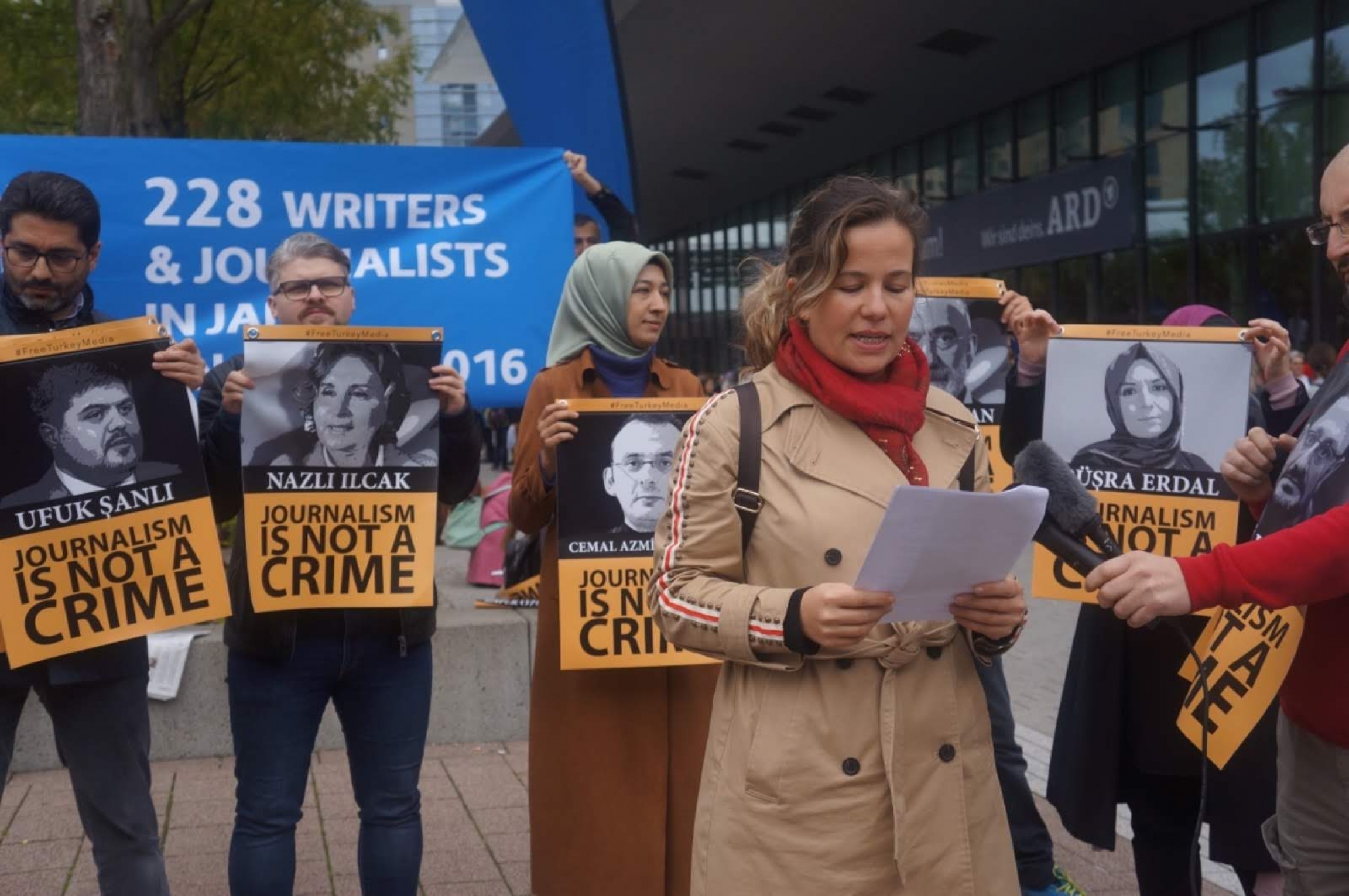 Tuba and Cevheri Guven at a protest in Frankfurt, Germany, 2019. 