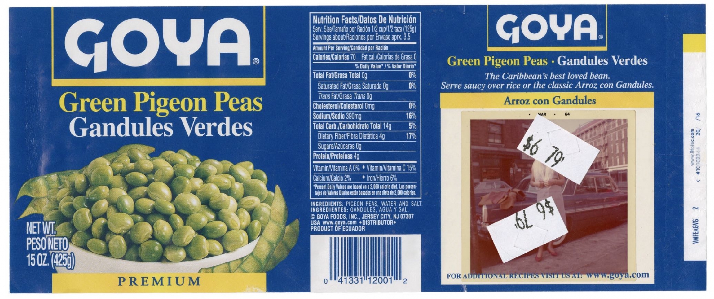Ysabel Turner's series blends together family photos with Goya labels. Ysabel Turner's series blends together family photos with Goya labels.