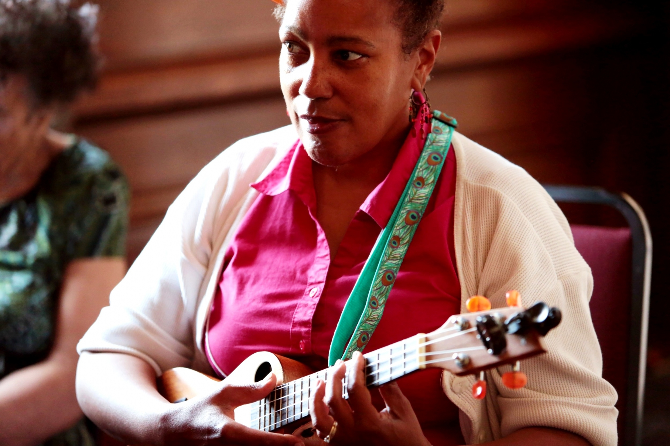 Maryland ukulele player Lori Perine, who has been attending UkeFest for about 8 years. Maryland ukulele player Lori Perine, who has been attending UkeFest for about 8 years.