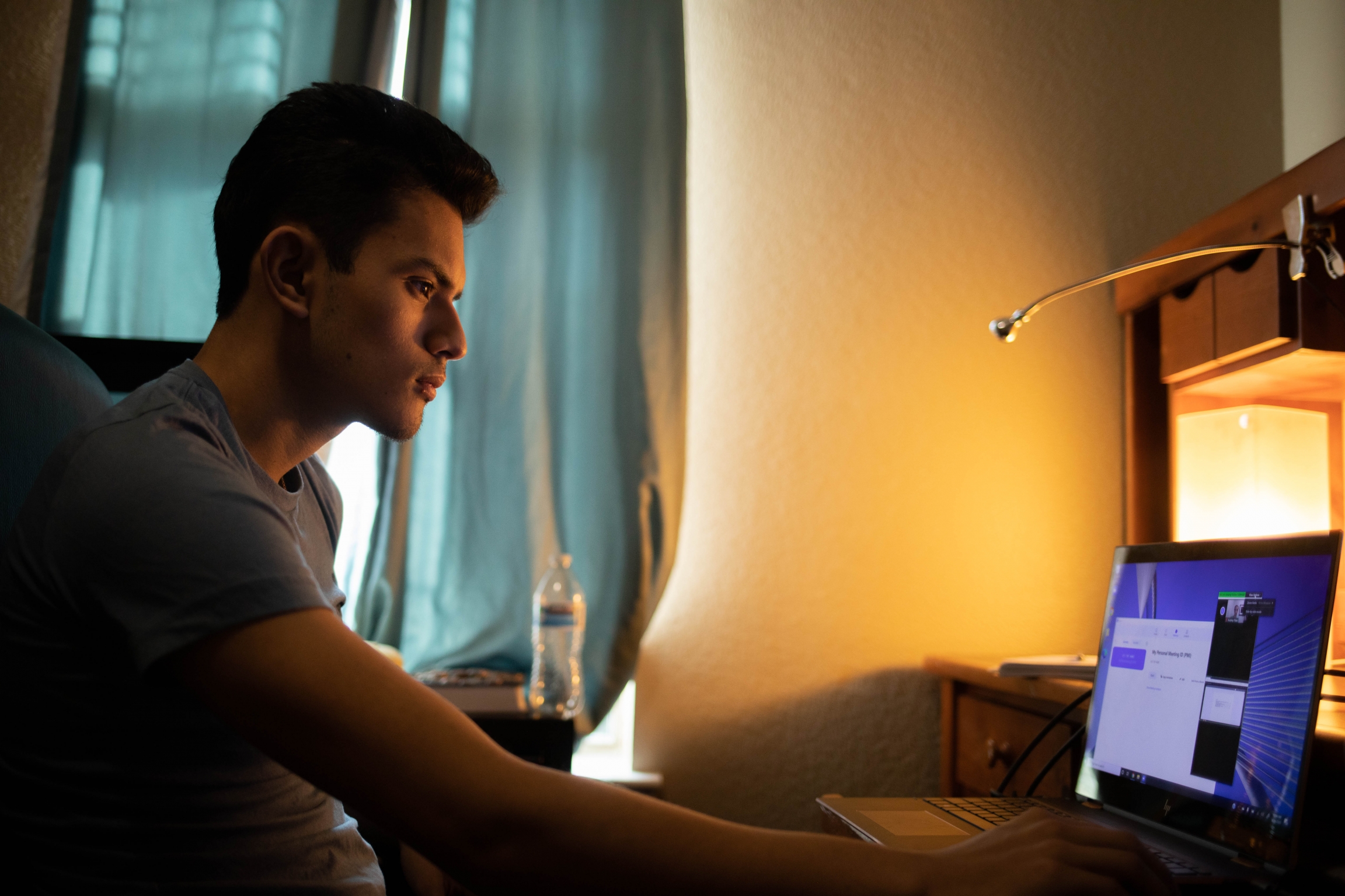 Izcan Ordaz, 18, on his virtual first day of classes at the freshman year of college at the University of Texas at Austin, Aug. 26, 2020. Izcan Ordaz, 18, on his virtual first day of classes at the freshman year of college at the University of Texas at Austin, Aug. 26, 2020.